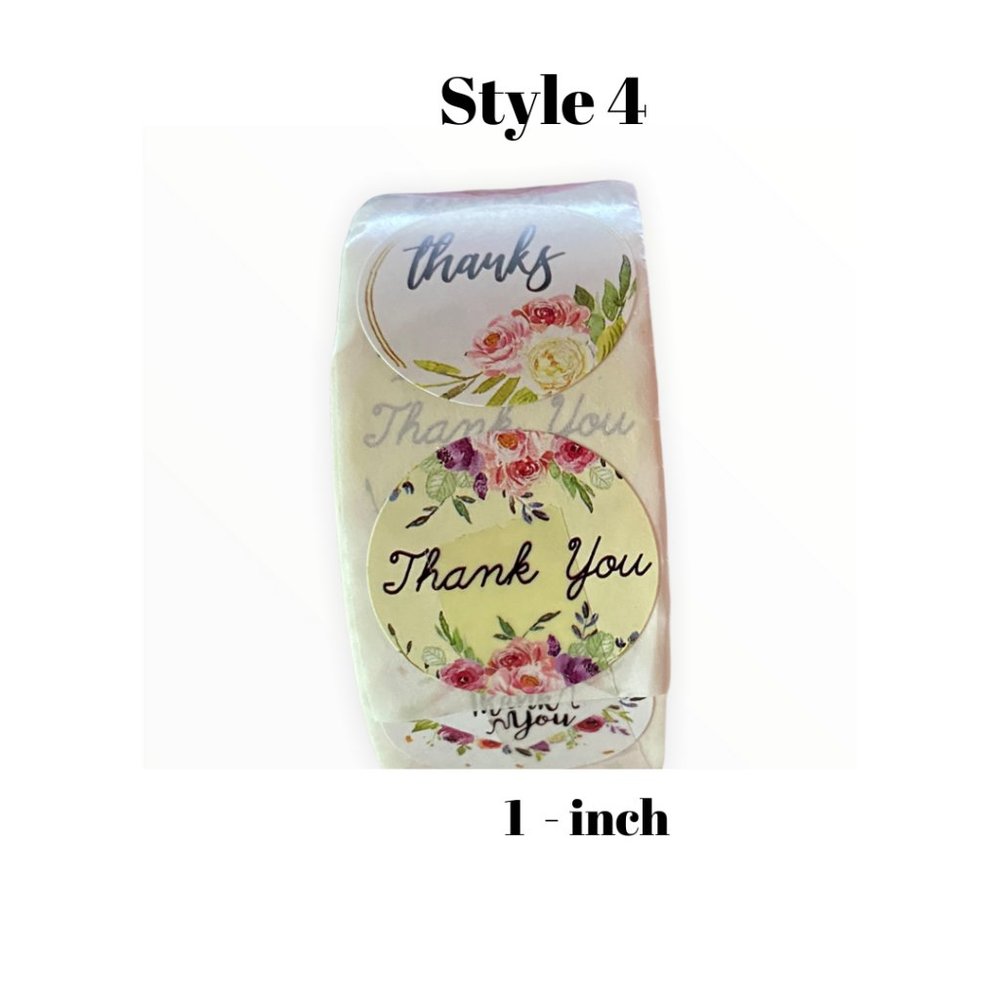 500 Thank You Floral Pattern Stickers - Picture 2 of 10